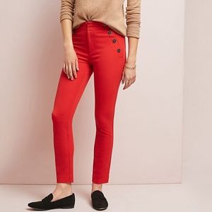 Anthropologie Essential Slim Trouser - Red Buttons